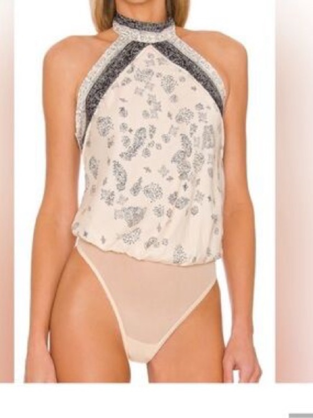 NWOT Free People One Thing Bodysuit in Chamoix Combo White Size XL - Picture 2 of 11